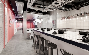火鍋店空間設計案例圖，火鍋店空間設計布局圖