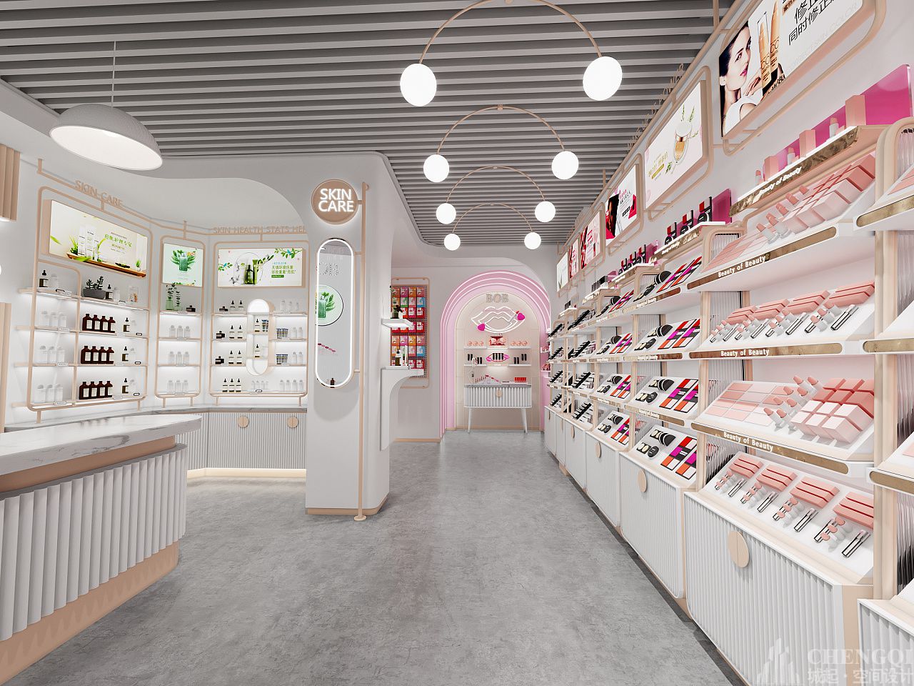 化妝品店空間設計效果圖,化妝品店空間設計布局圖